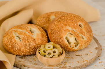 Turkish pastry on whşte table consept