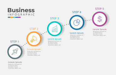 Fototapeta premium Timeline infographic ladder 5 option