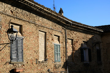 Corinaldo (AN), Italy - January 1, 2019: View of an old facade in Corinaldo village, Corinaldo, ...