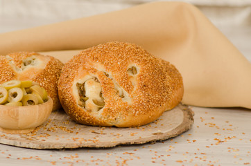 Turkish pastry on whşte table consept
