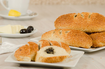 Turkish pastry on whşte table consept