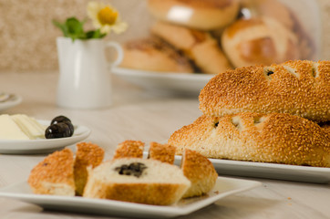 Turkish pastry on whşte table consept