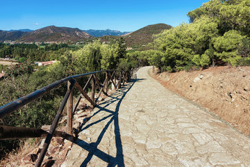 Pathway at Chia beach near Mediterranian Sea Sardinia