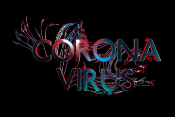Coronavirus Wuhan, China COVID-19 inscription. Epidemic condition 3d illustration