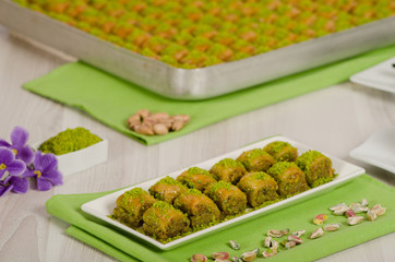 Turkish dessert Baklava stock photo