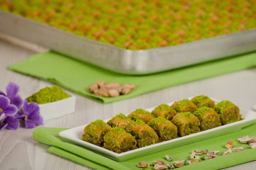 Turkish dessert Baklava stock photo