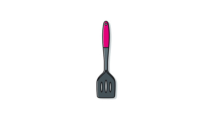 Black plastic kitchen spatula with red handle flat design vector illustration
