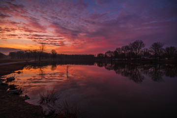 sunset over lake