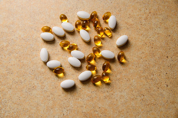 Vitamin D and fish oil capsules