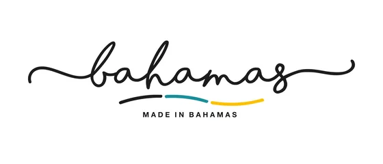 Foto op Plexiglas Made in Bahamas handwritten calligraphic lettering logo sticker flag ribbon banner © simbos