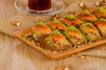 Traditional Dessert Turkish Baklava stock photo