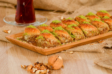 Traditional Dessert Turkish Baklava stock photo