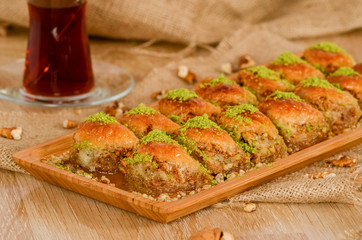 Traditional Dessert Turkish Baklava stock photo