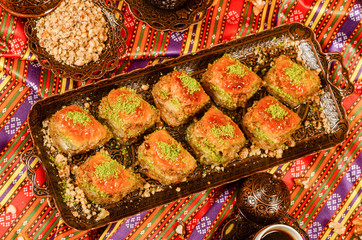 Traditional Dessert Turkish Baklava stock photo