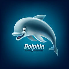 Fototapeta premium cartoon dolphin for logo and mascot