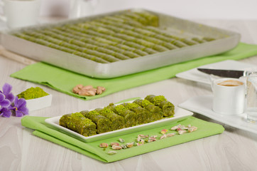 Traditional Dessert Turkish Baklava stock photo
