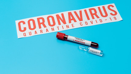 Obraz premium COVID 19 Coronavirus, Infected blood sample in the sample tube, Vaccine and syringe injection It use for prevention, immunization and treatment from COVID-19