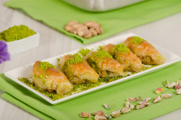 Traditional Dessert Turkish Baklava stock photo