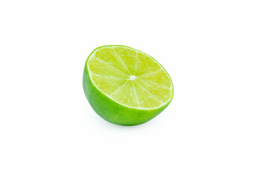 Lime with slices half isolated on white background. Green citrus fruit. with clipping path