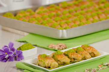 Traditional Dessert Turkish Baklava stock photo