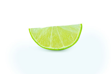 Lime with slices half isolated on white background. Green citrus fruit. with clipping path
