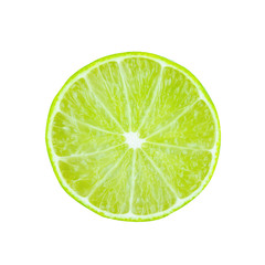 Lime slice top view. Fruit isolated on white background. With clipping path.