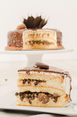Birthday cake decorated with colorful sauce