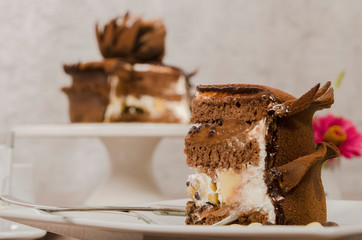 Birthday cake decorated with colorful sauce