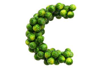Letter C from watermelons. 3D rendering