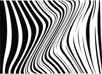 Abstract psychedelic stripes for digital wallpaper design. Line art pattern. Trendy texture. Monochrome design. Vector print template. Geometry curve lines pattern. Futuristic concept