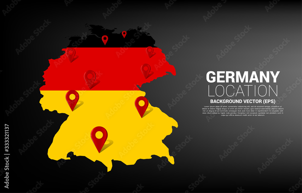 Poster 3d location pin marker on germany map. concept for germany gps navigation system infographic .
