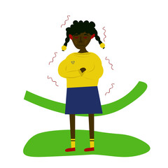 illustration of a black girl with black hair trembling with a cold or fever