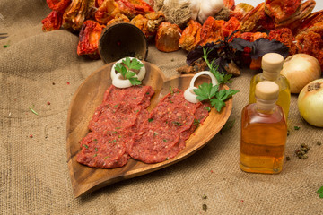 Raw meatballs stock photo