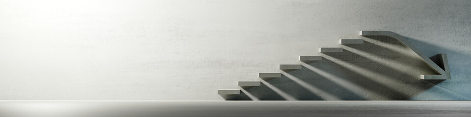 Conceptual concrete stairs, metaphor of success, challenge and human choices. Original 3d rendering