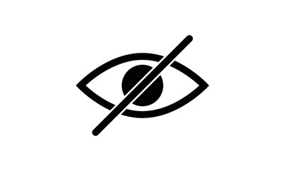 Hidden from view eye crossed out flat vector icon for apps and websites
