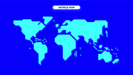 World map vector design, with blue color theme, trendy, modern and simple design