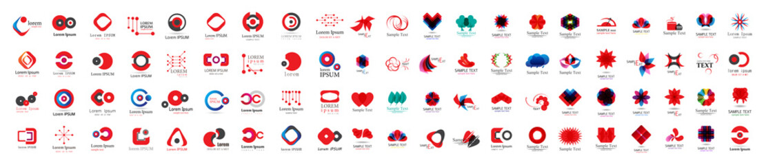 Abstract Logo And Icon Set. Elements Collection Isolated On White - Vector. Flat Icons For Business Template Logo, Square Elements, Website, Business Symbol And Circle Elements. Abstract Medical Logo