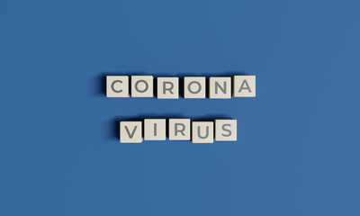 White Cube Letter Blocks With CORONA VIRUS Word