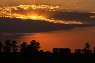 Beautiful sunset with orange clouds