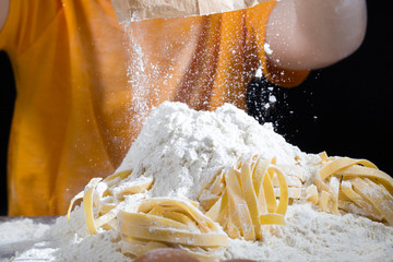ready pasta with flour