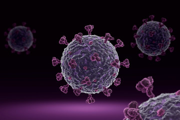 Corona virus COVID 19 microscope illustration. 3D render