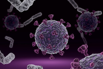 Corona virus COVID 19 microscope illustration. 3D render