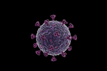 Corona virus COVID 19 microscope illustration. 3D render, black background