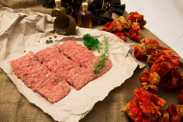 raw meatball stock photo
