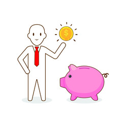 Illustration Of Businessman Saving Money