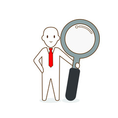 Illustration of Businessman with Magnifying Glass