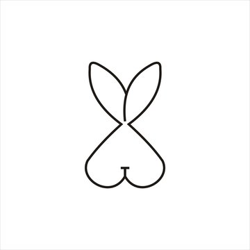 desain logo Minimal rabbit emblem template for love