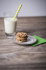 Chocolate chip cookies and milk