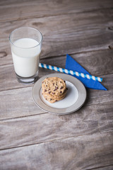 Chocolate chip cookies and milk