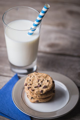 Chocolate chip cookies and milk